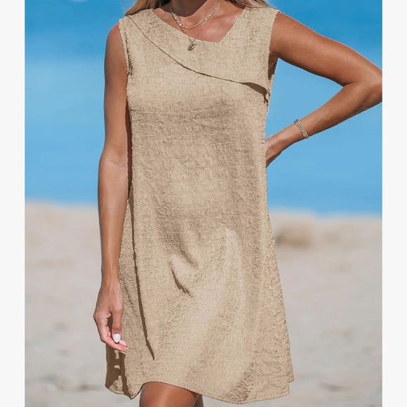 NIP CUPSHE Women's Casual Mini Dress Foldover V Neck Sleeveless A Line Dress - Picture 4 of 9